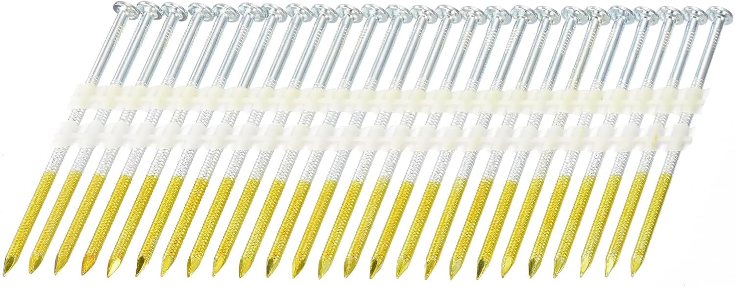 uxcell 500Pcs 21 Degree 0.12" x 3" Plastic Collated Framing Nails, Color Zinc