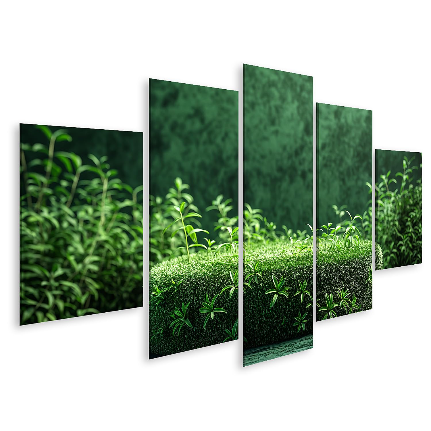 islandburner Imagen Prime sobre lienzo Plataforma de presentación de productos verde natural con textura ecológica producto Mock up imágenes murales póster