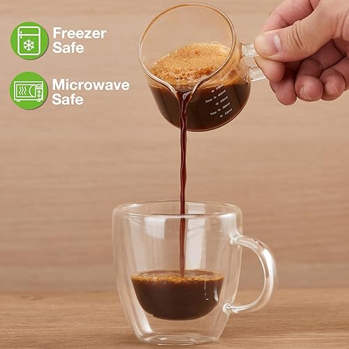 Miniatura 6 de Mfacoy Paquete de 2 tazas medidoras, tazas de espresso de 2.5 fl oz con asa, vasos de chupito de espresso con boca en forma de V, accesorios