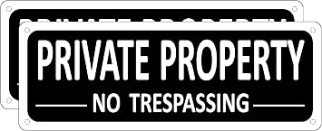 2 Pack Heavy-duty Metal No Trespassing Signs Private Property, 10" x 3.5" Aluminum Private Property Sign, No Trespassing for Fence, House, Yard, Outdoor
