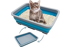 Fhiny Foldable Small Portable Litter Box for Cats and Kittens