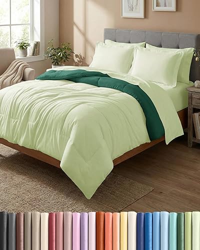 Miniatura 31 de Juego de edredón de tamaño Queen - Juego de cama de 3 piezas para todas las estaciones - 1 edredón suave acolchado con cintas en las esquinas y 2