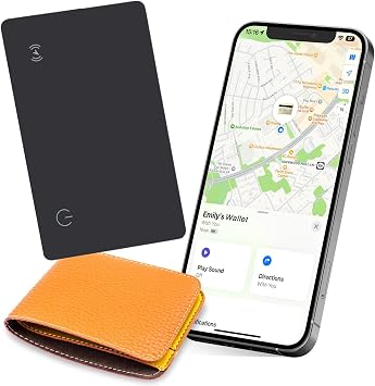 Eelexa Wallet Tracker Card, Rechargeable, Works with Apple Find My, Black