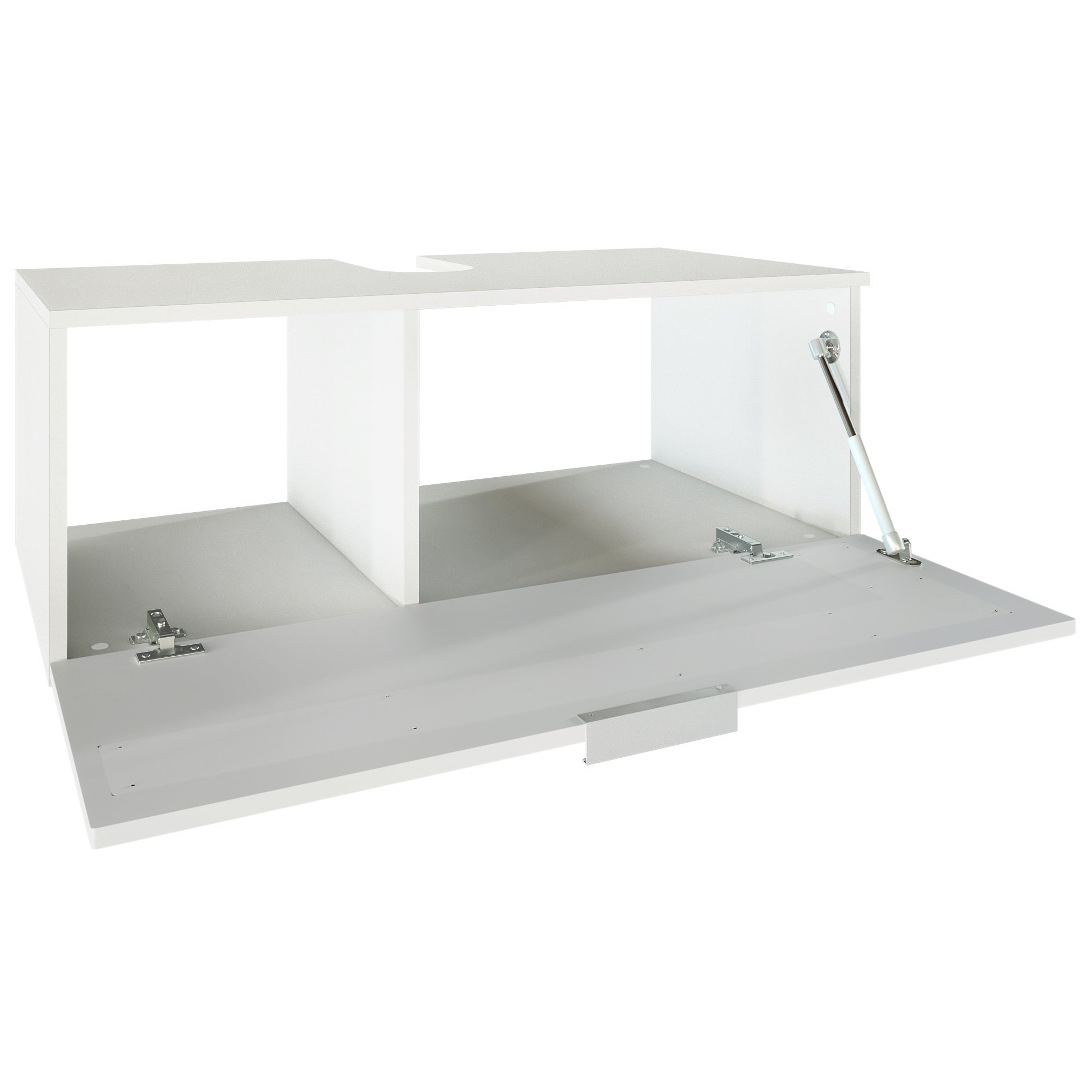 Vladon Meuble Sous Vasque Lavabo Aloha V2, Corps En Blanc Mat/Façades En Blanc Haute Brillance Avec Un Décor En Blanc Haute Brillance, Avec Vasque à