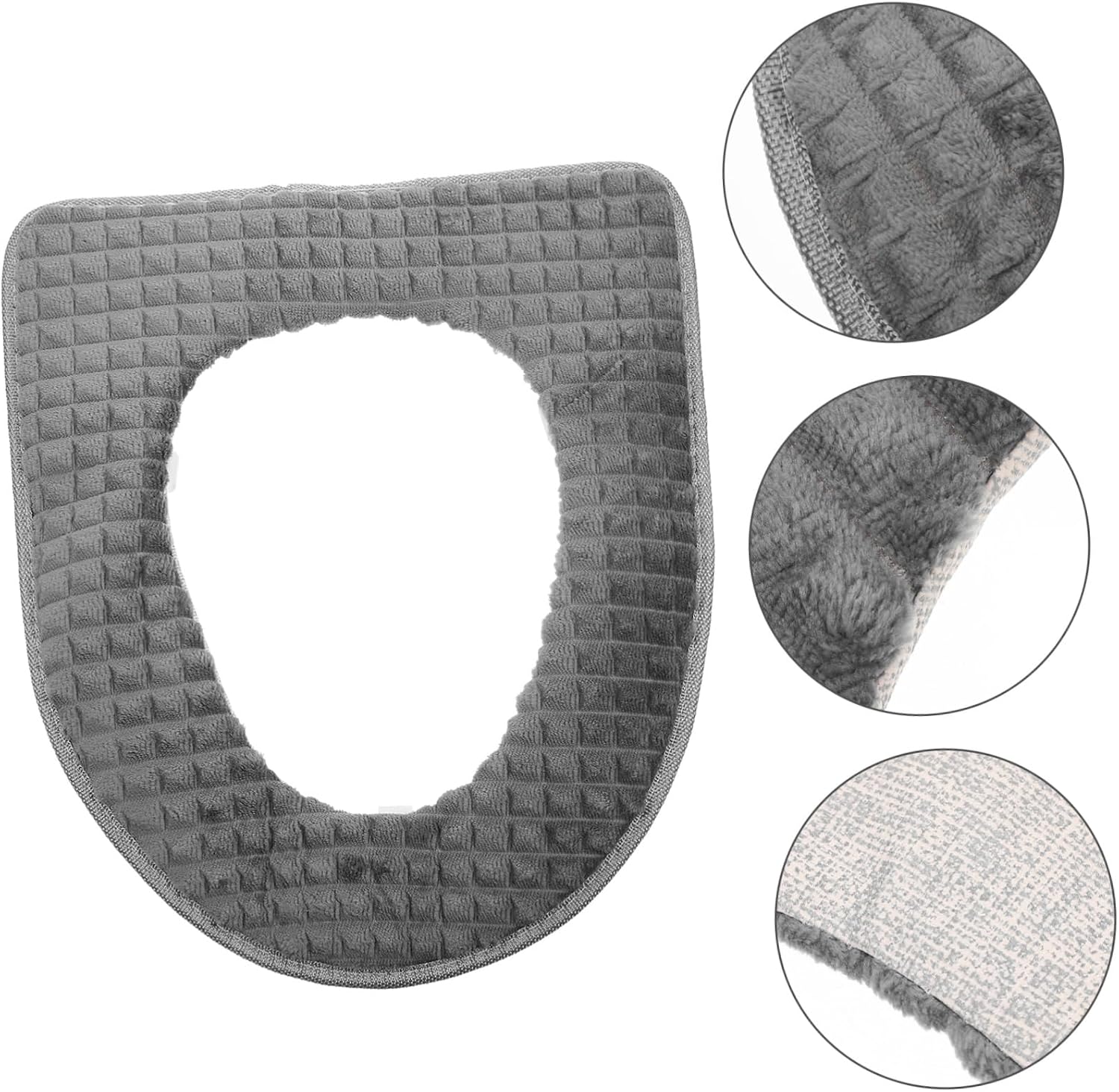 2pcs Warm Toilet Seat Cover Thick Soft Bathroom Cushion for Comfort Easy Installation Washable for Boys and Girls Seniors Grey Zippered Design