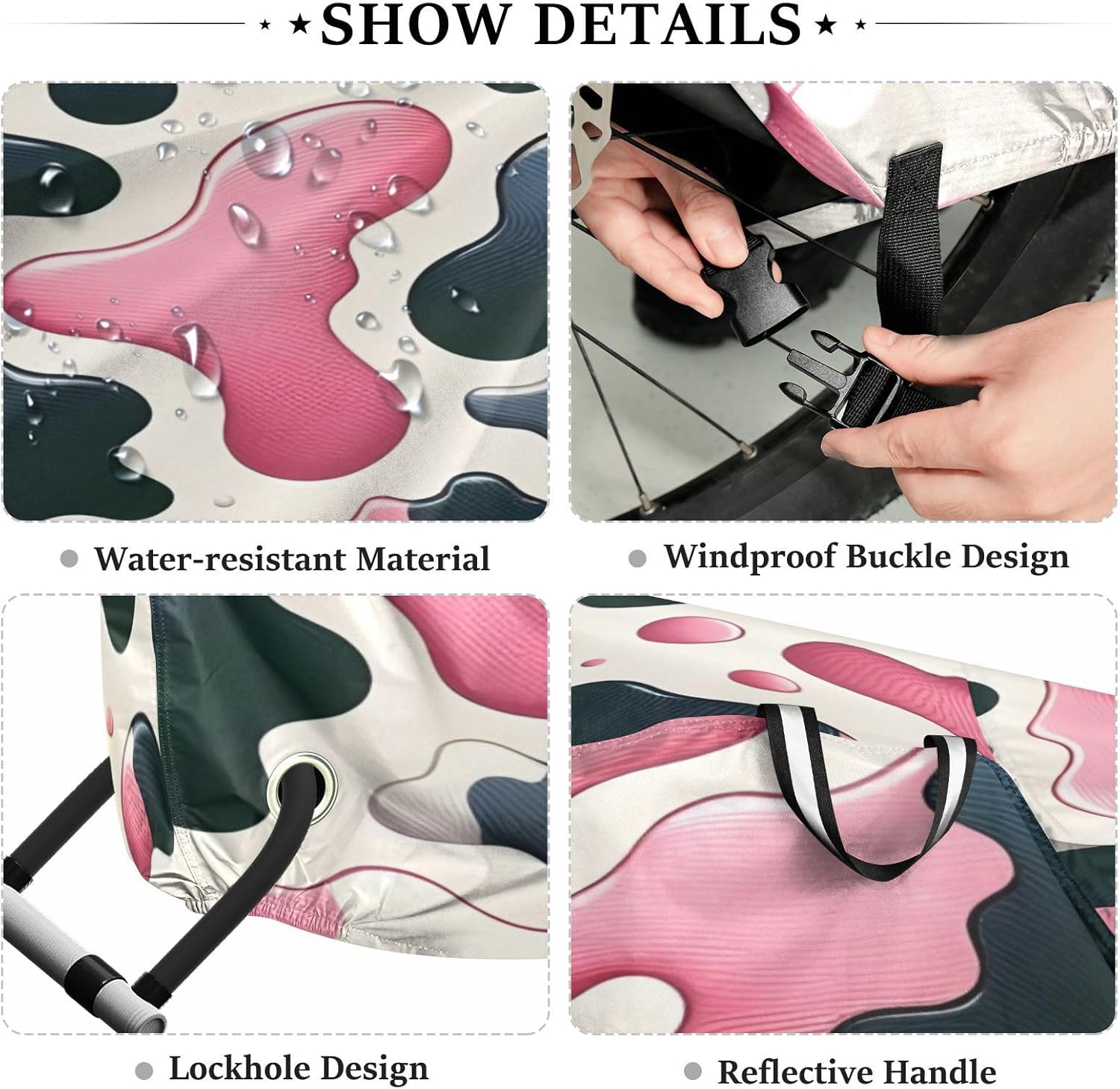 ALAZA Pink & Black Cow Prints Bike Cover Waterproof Outdoor Ebike Bicycle Covers Tarp Protection for 1/2 Bikes, Sun UV Dust Wind Proof