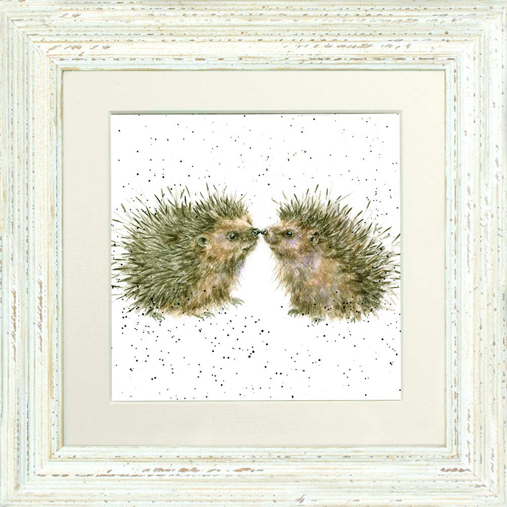 Wrendale Design "Hugs and Kisses " Hedgehog Framed Picture in Various Frame Colours (White)