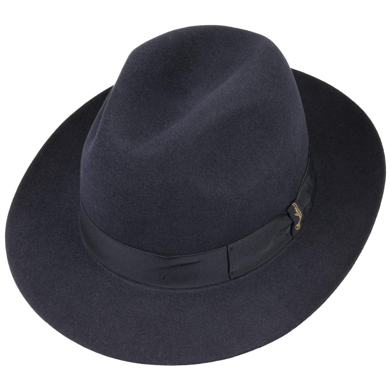 Borsalino Kapelusz z Filcu Sierści MarengoKobiety/Mężczyźni - Made in Italy wełniany filcowy siersci rypsowym paskiem Zima