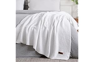 White Chenille Throw Blanket - Plush, Lightweight, and Fuzzy