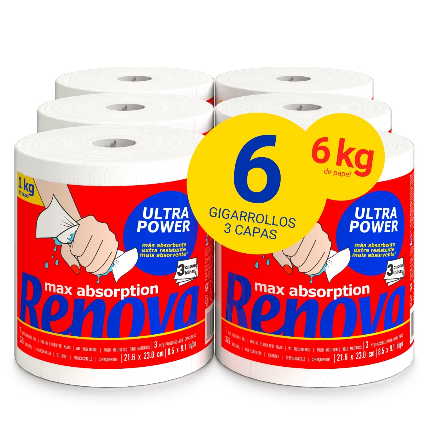 RENOVA - Gigarrollo de Cocina, 6 kilogramos, Color Blanco