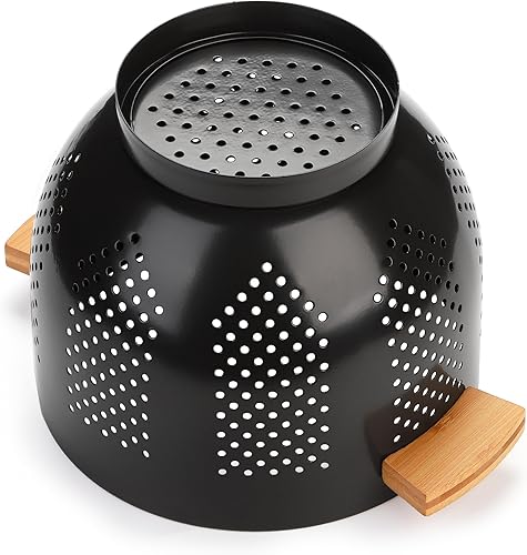 Miniatura 5 de Dicunoy Colador de metal grande con mango de madera, colador negro profundo para pasta, frutas, drenaje de cocina, almacenamiento