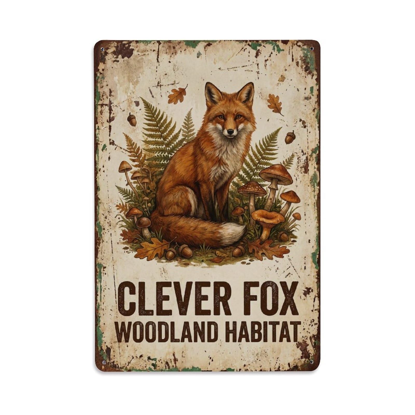Okngb Style Vintage Fox Wildlife Saying Heritage Graphic Rustic Metal Tin Sign Plaque Wall Decor For Cafe, Man Cave, Club Bar, Office, Home Garden Round Metal Poster 8X12inch