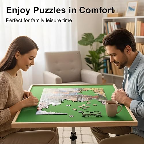 Miniatura 5 de Puzzle Table 1500 Pieces Wooden Jigsaw Puzzle Table with Legs Height Adjustable & Angled Tiltable Puzzle Tables for Adults Folding Puzzle Board
