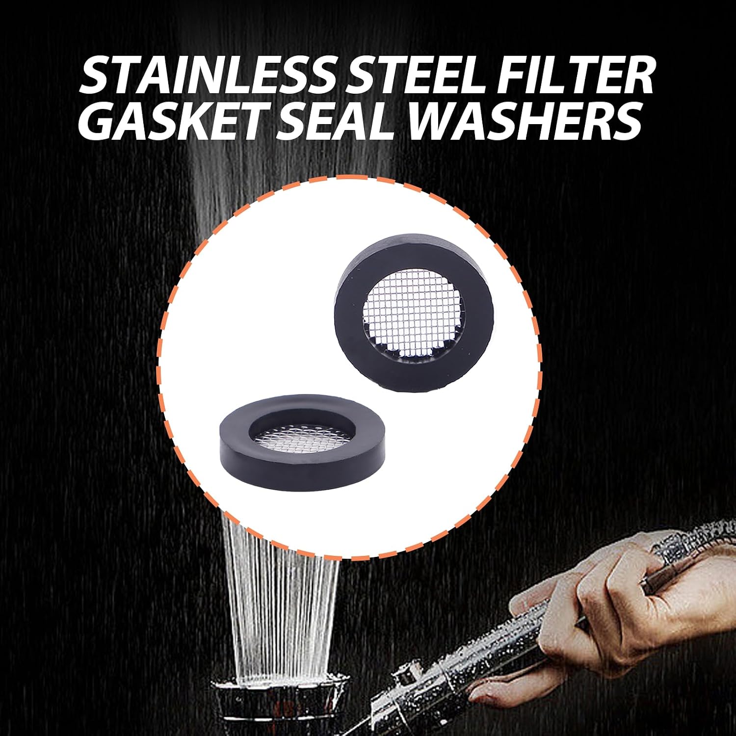 NIIIYTYB Shower Head Gasket with Wire Mesh Middle 50 Pack Rubber Washer for Showerhead Door Water Hose Prevent Leakage 3/4 40 Mesh O-Ring Gasket with Screen Sink Rubber Flow Restrictor