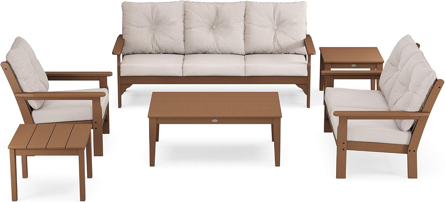 POLYWOOD® Vineyard Deep Seating Set, White/Marine Indigo
