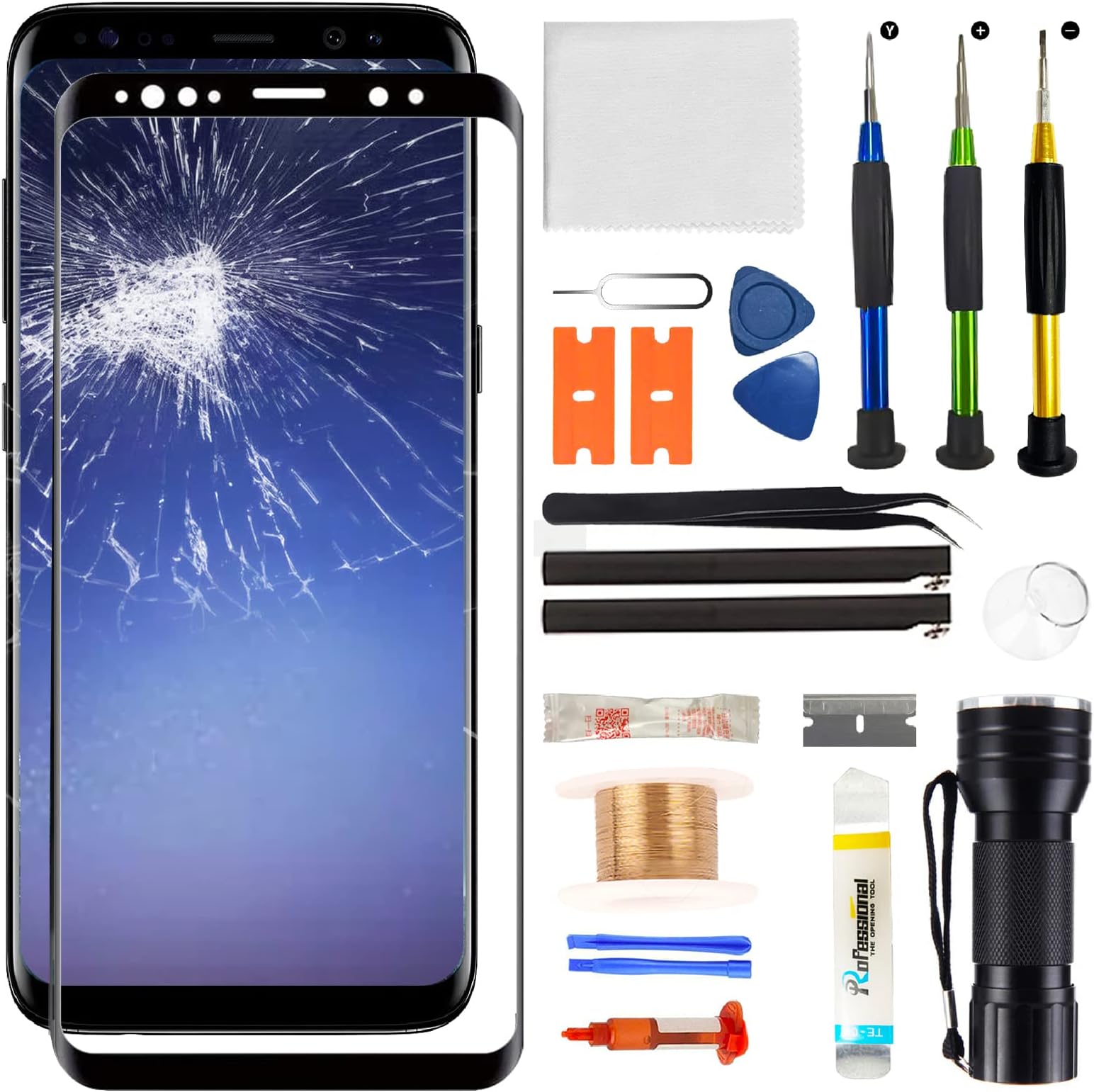 for Samsung Galaxy S9 Plus Screen Replacement,Replacement Screen for Galaxy S9 Plus Series 6.2 inch,Tempered Glass Replacement Kit with Repair Tools(NO OLED & Touch Digitizer)