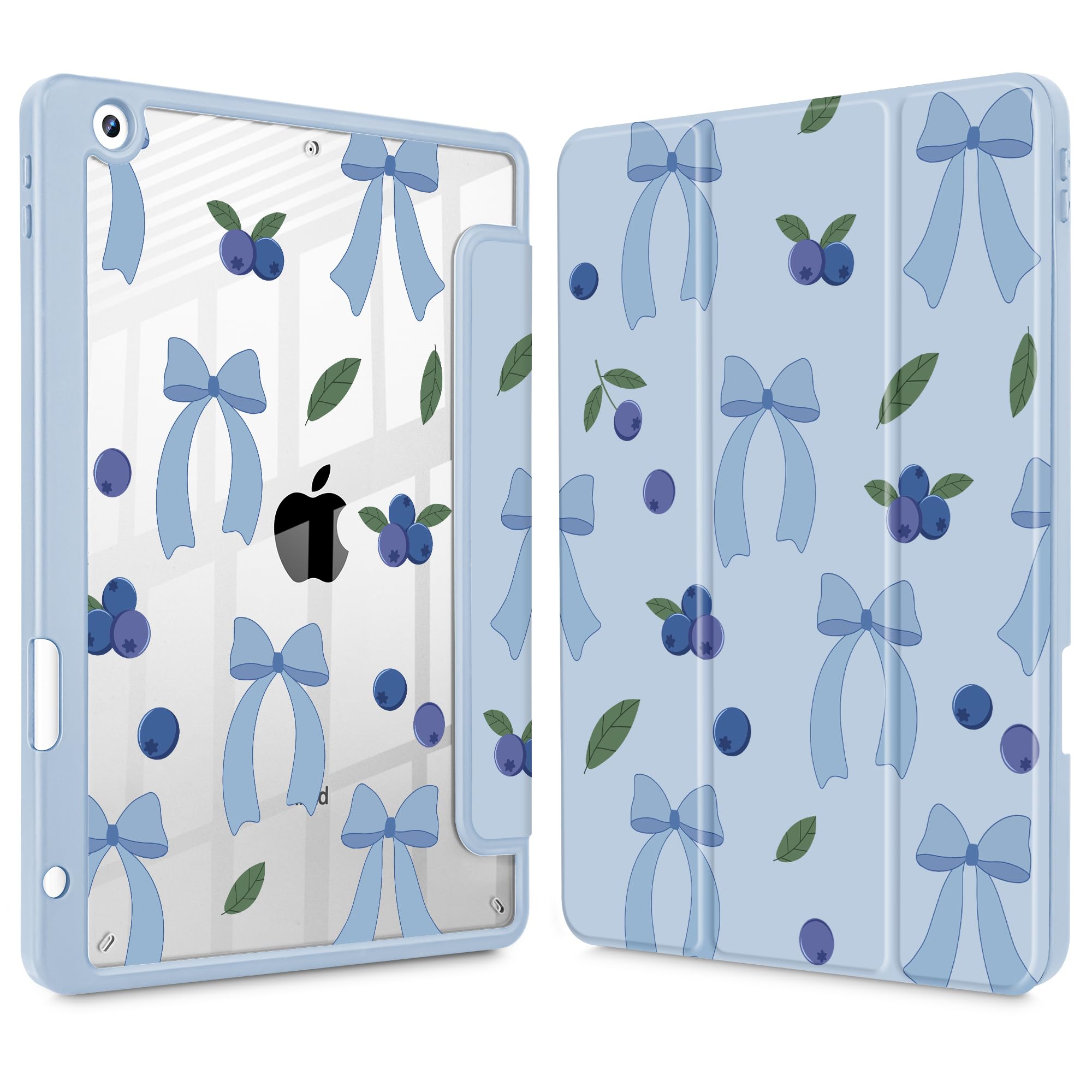 Tuiklol for iPad 10.2 case 2021 Gen 9th Release Built in Pencil Holder - Trifold Stand-Auto Wake/Sleep TPU Protection Stand Clear Back Cover for 2020