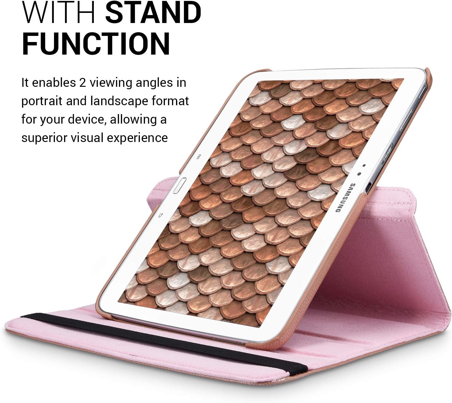 kwmobile Rotating Case Compatible with Samsung Galaxy Tab 3 10.1 P5200/P5210 - Case PU Leather Tablet Cover with Stand - Rose Gold