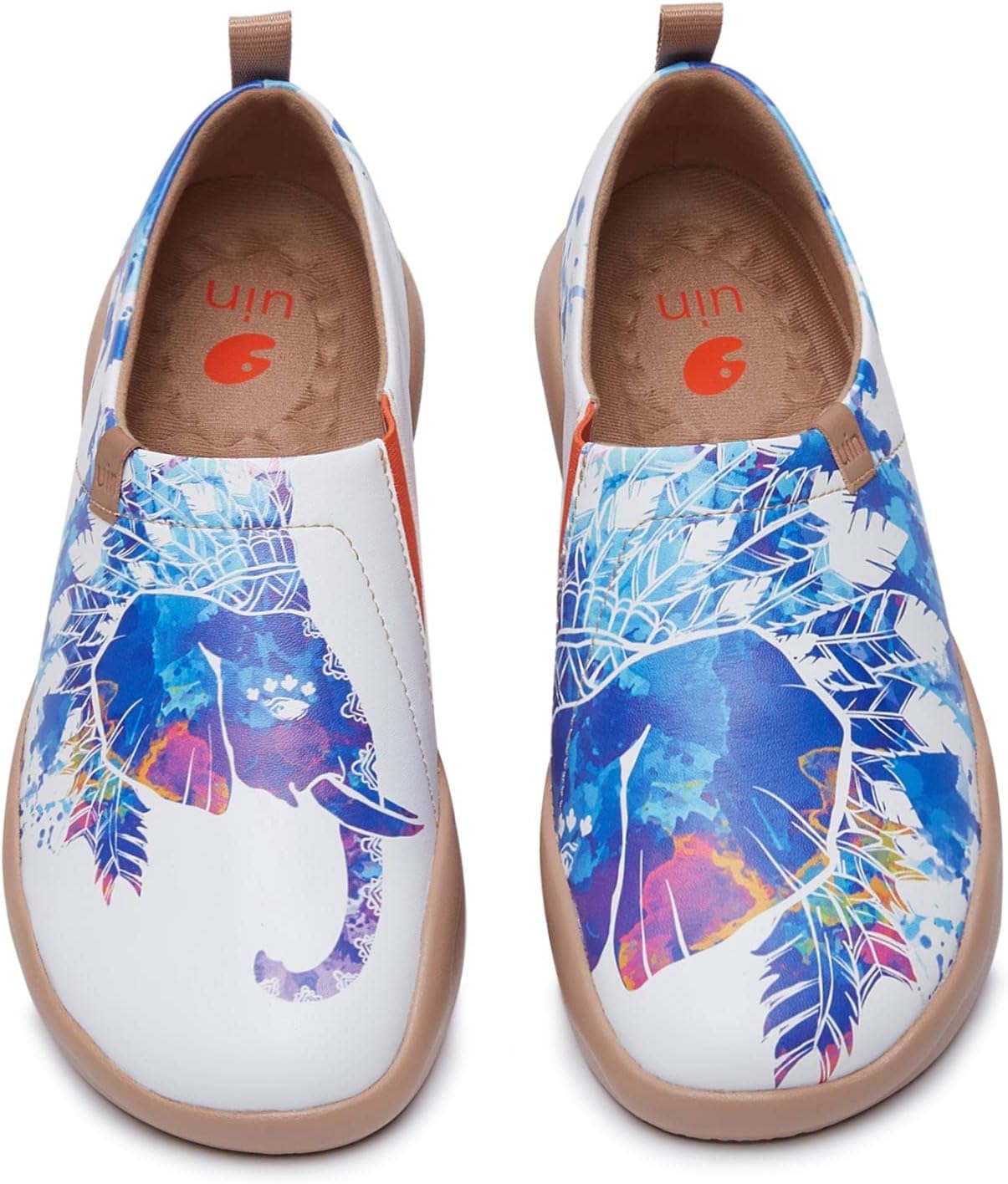UIN Women's Fashion Floral Art Sneaker Painted Canvas Slip-On Ladies Travel Shoes