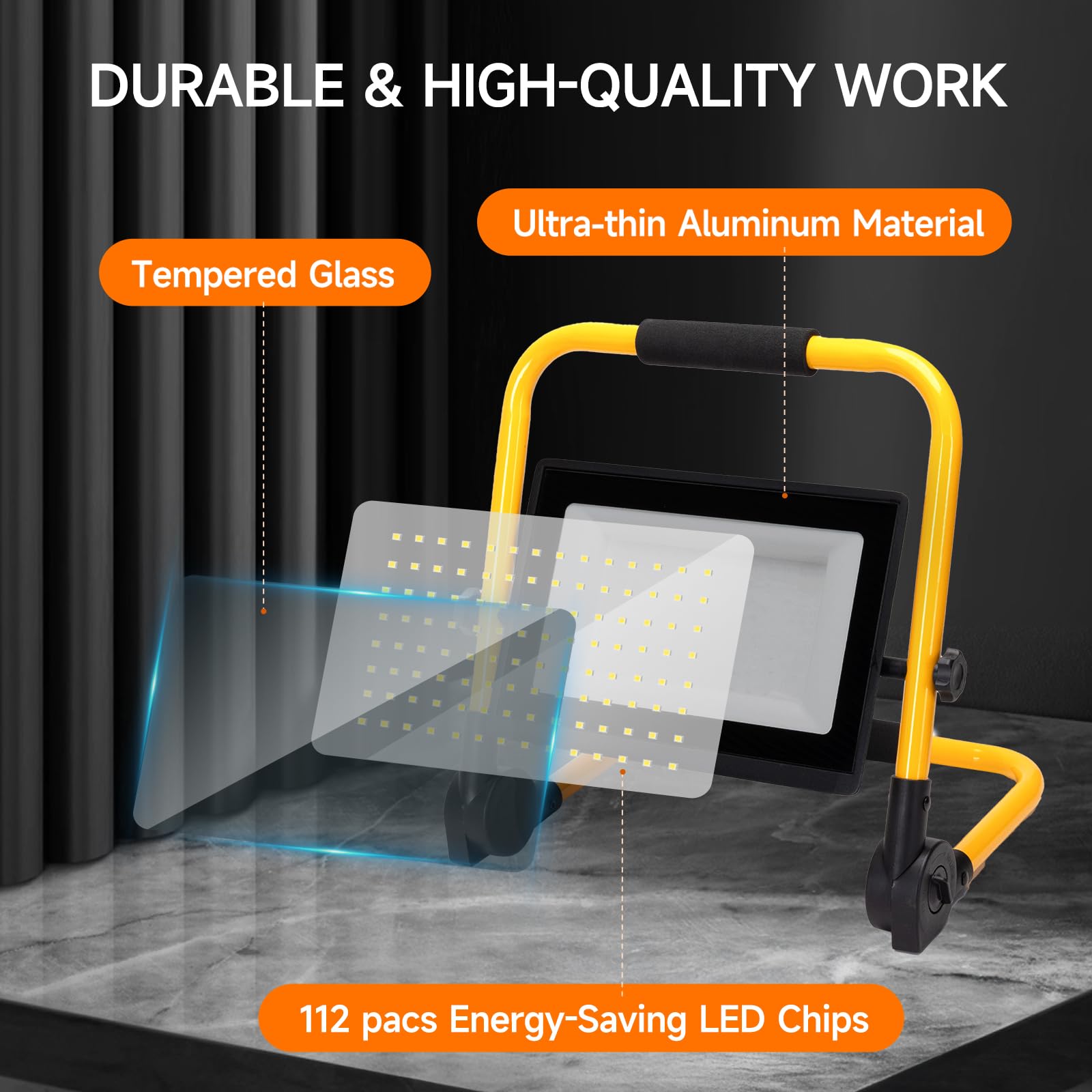 Aigostar Foco de Trabajo LED 100W,9000LM,Foco LED Portátil con Cable de 4M,Enchufes Con Interruptor Estanco,IP65 Impermeable,Soporte plegable,Uso en Interior y Exterior, 6500K, 4 pcs