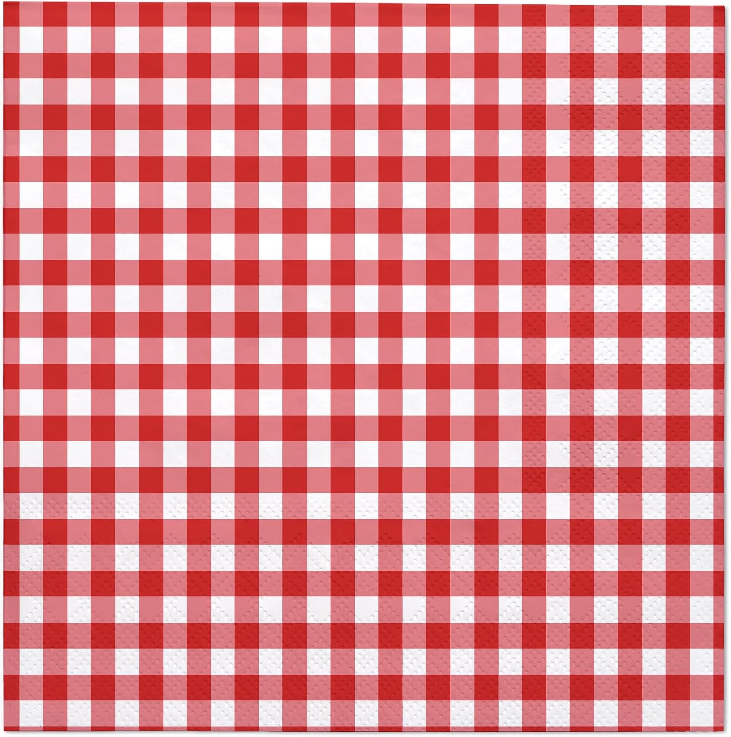 WRAPAHOLIC 25Pcs Red Plaid Paper Napkins - 2-Ply Red and White Gingham Disposable Luncheon Napkins for Christmas, Picnic and Daily Use - 6.5 x 6.5 In