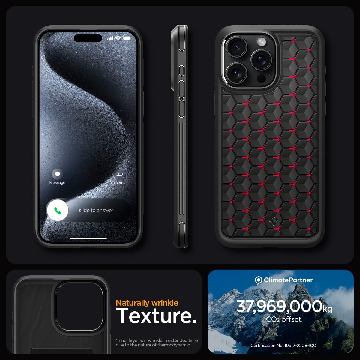 Spigen Cryo Armor Designed for iPhone 15 Pro Max Case (2023) [Military-Grade Protection] - Cryo Red