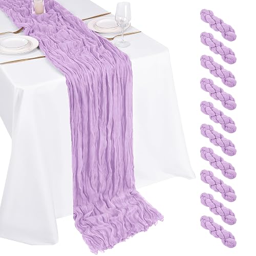 10 Pack Lavender Cheesecloth Table Runner 17x108 Inch Boho Gauze