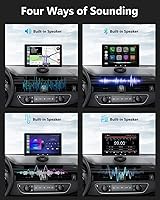 Vista 4 de Pantalla inalámbrica Apple Carplay para automóvil, pantalla táctil IPS de 7 pulgadas, radio portátil para auto y Android Auto con Bluetooth, control