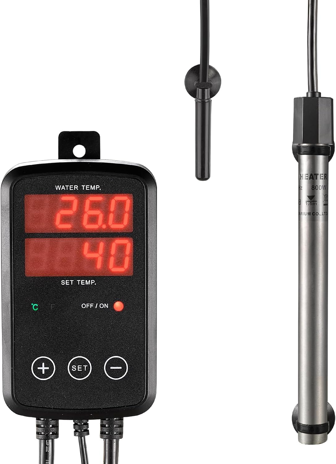 500W Titanium Aquarium Heater, Submersible Fish Tank Heater with Digital Display Temperature Controller, 0℃-40℃ Adjustable, Fast Heating for 65~95 Gal Saltwater Reef Fish Tank, MX-9016(500W)