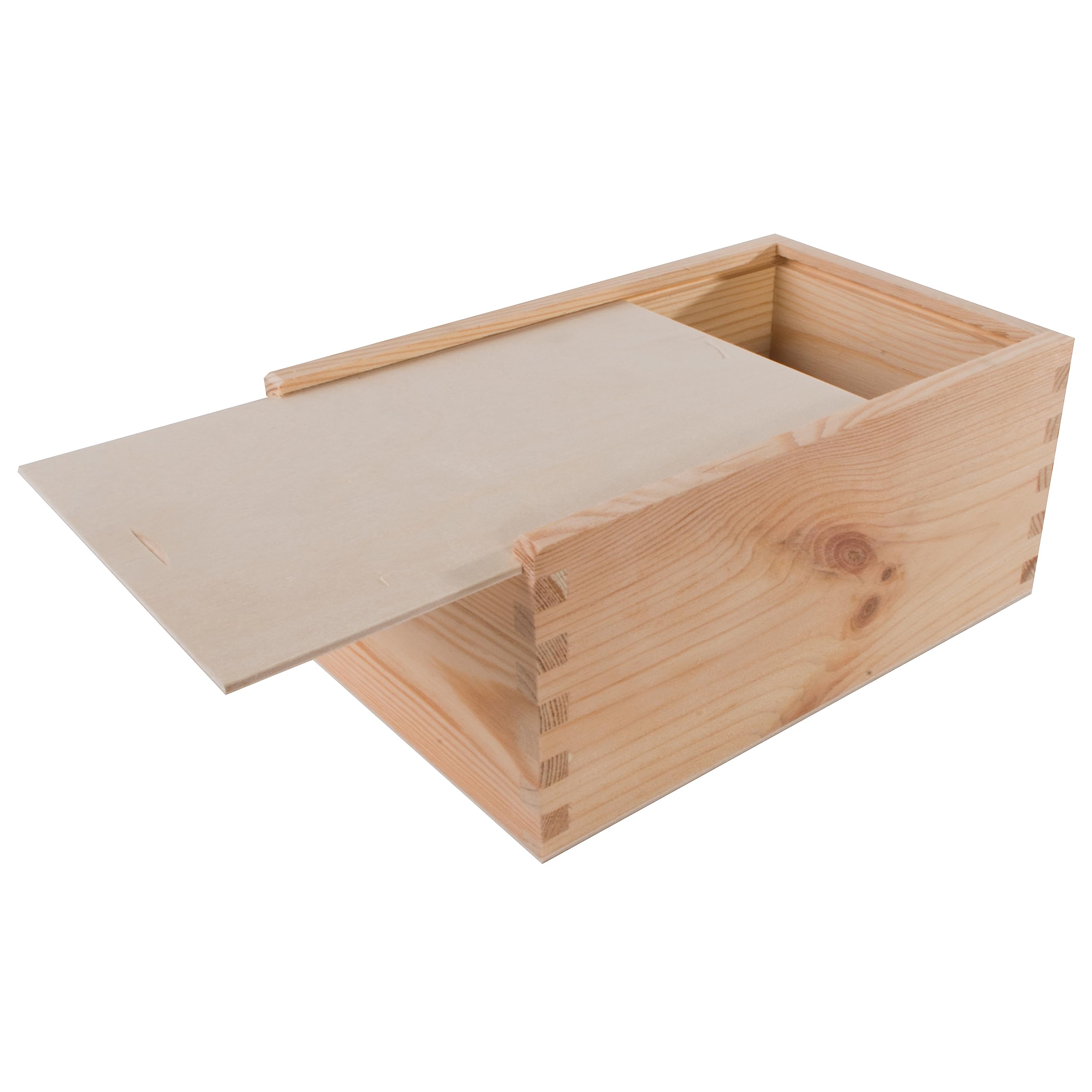 Woodeedoo Natural Unfinished Deep Wooden Storage Box With Sliding Lid – 24 X 15 X 11 Cm – Pine Case For Crafts Diy Projects Organising Sewing Keepsakes Trinkets Jewellery Engraving Or Gift Decoration