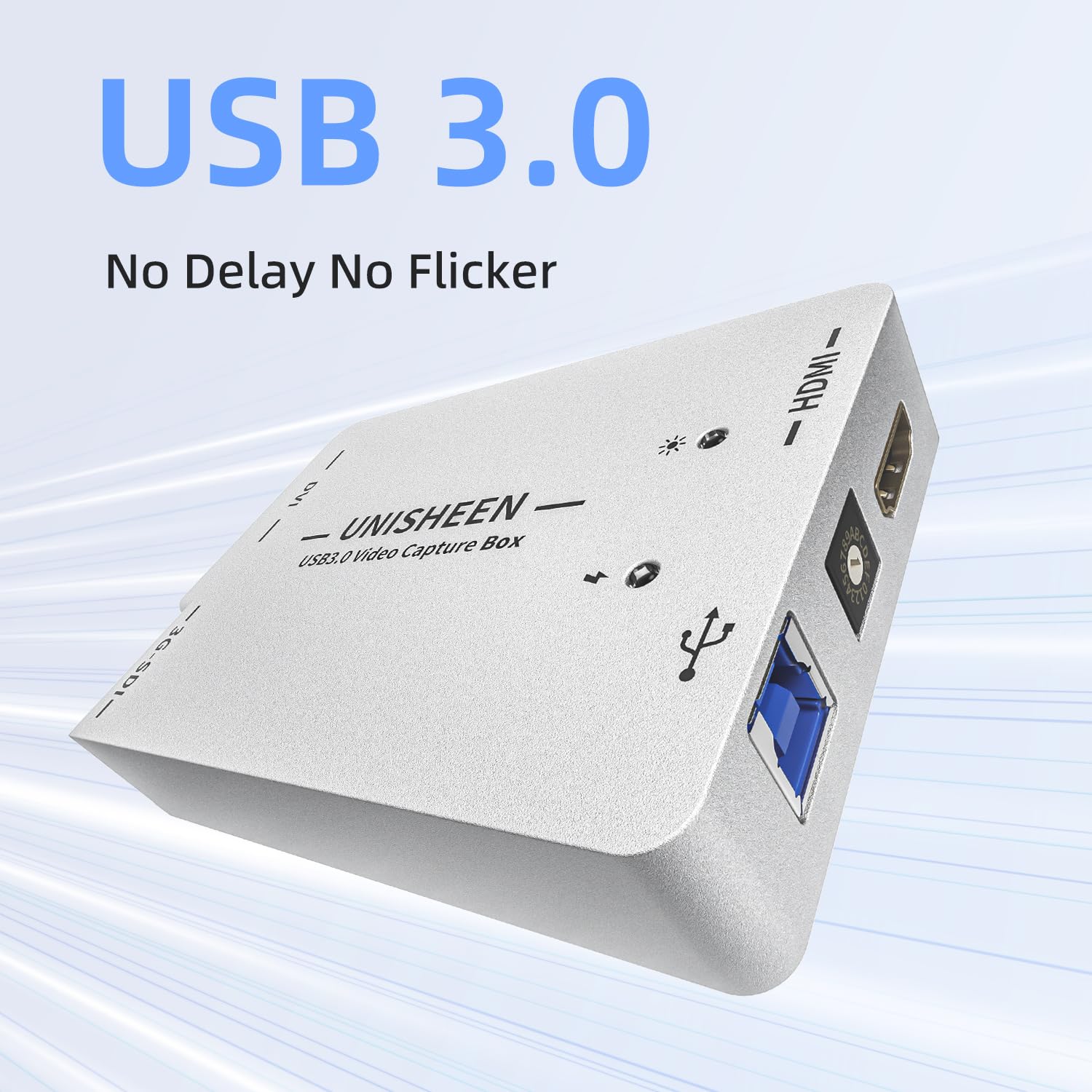 Tarjeta de captura de vídeo USB 3.0 SDI HDMI DVI para Windows, Linux, OS X (Mac) HD Loop Thru Game Dongle Grabber Dispositivo 1080P 60 fps UVC Free Driver Box, color plateado