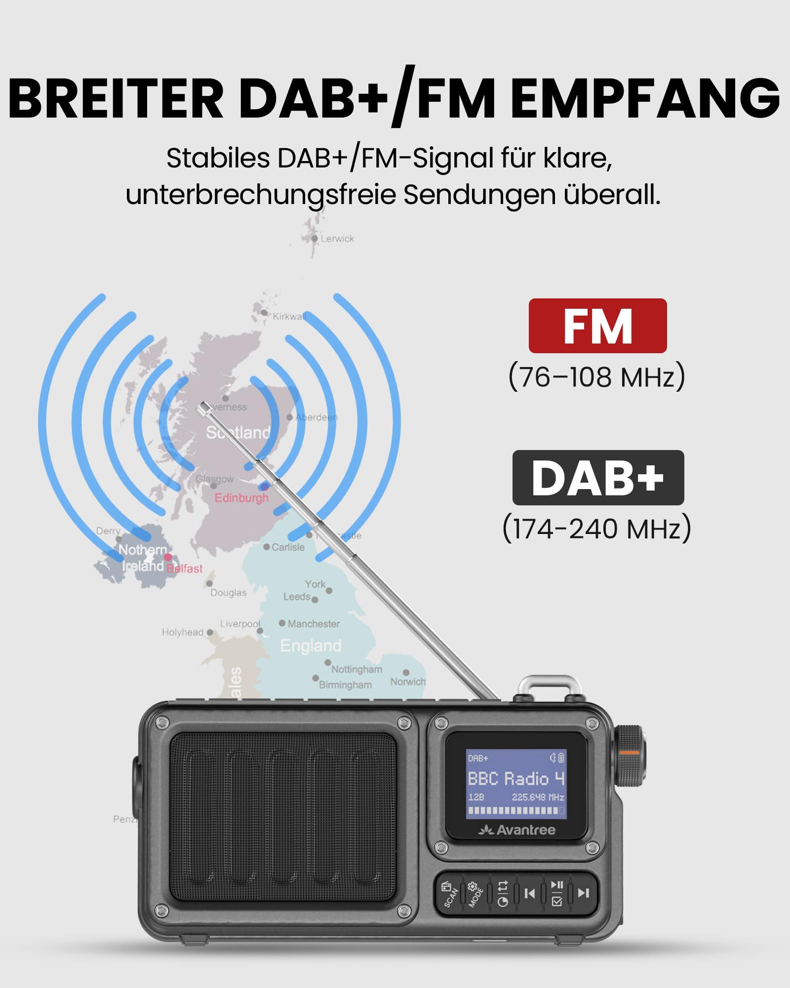 Avantree SP851 - Tragbares DAB+/FM-Radio mit Bluetooth-Lautsprecher