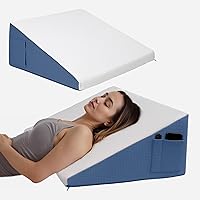 Vista 15 de Almohada de cuña para cabecero, almohada de cuña elevada triangular de 7.5 pulgadas para aliviar el reflujo ácido, dormir, poscirugía, alivio