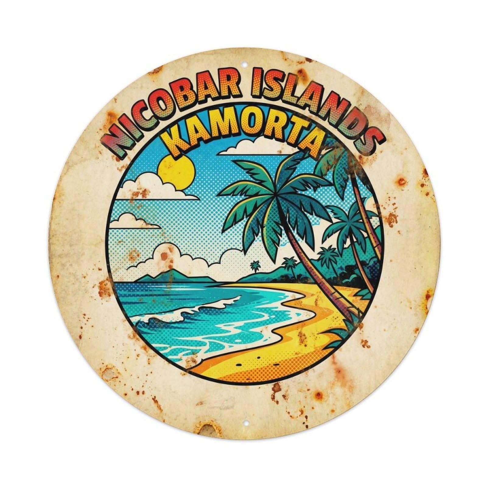 Nicobar Islands Camota Beach Destination Bold Color Metal Tin Sign