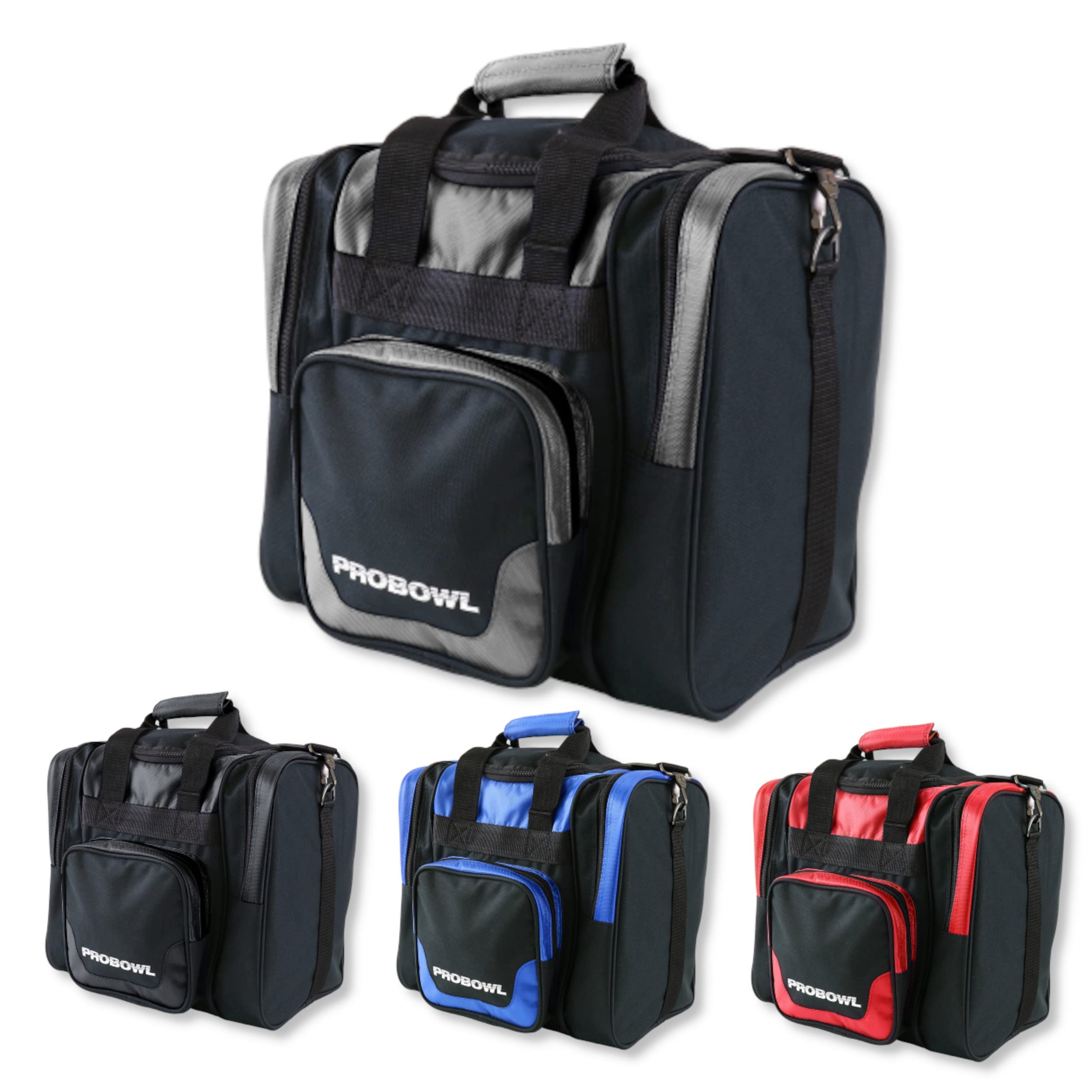 Sac Bowlingball Pro Bowl Single Tote Sac de bowling 1 balle avec compartiment à chaussures Portable avec compartiments pour accessoires Intérieur rembourré Sac de bowling léger avec