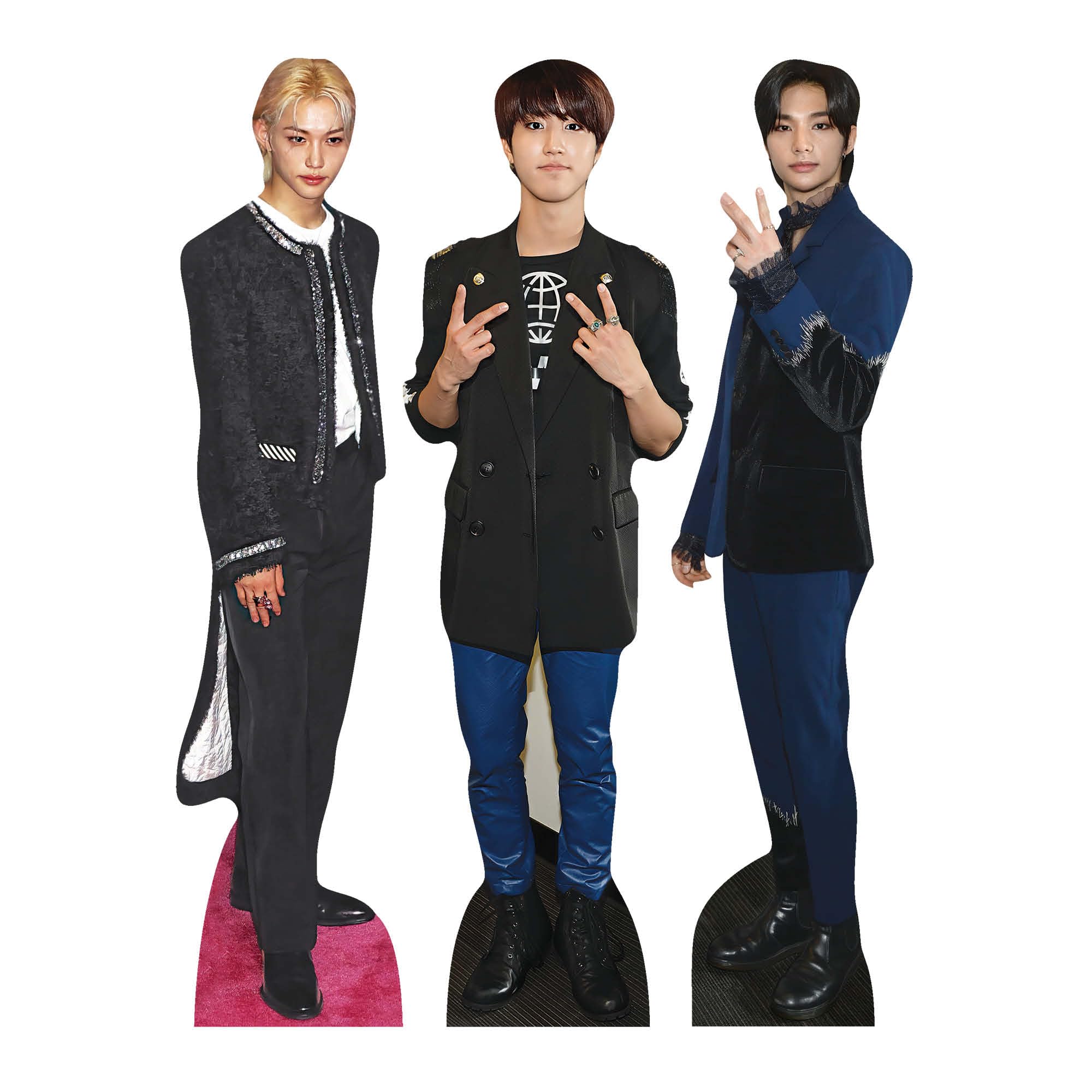 Star Cutouts CS1270 Felix, Han & Hyunjin Stray Kids Trio Shelf Top Pack Cardboard Cutouts – K-Pop Fan Display, Gift & Room Decor