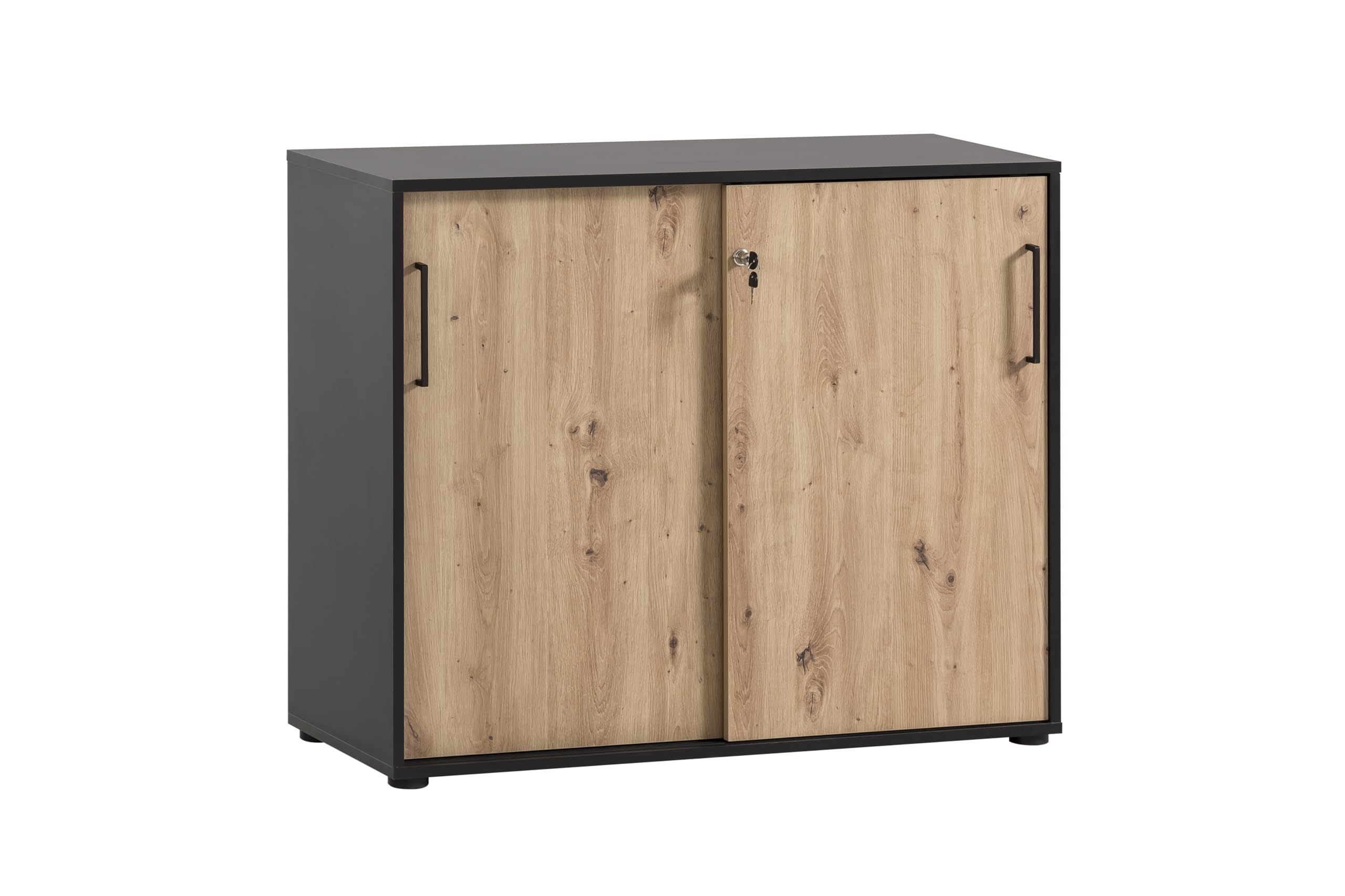 Schildmeyer Aktenschrank Aino 701867, Artisan Eiche Dekor/schwarz matt, 100 x 41 x 83,6 cm