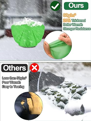 Miniatura 2 de Protección contra la congelación de la cubierta de plantas, 6 pies de diámetro. Tela no tejida redonda gruesa para arbustos con cordón, manta