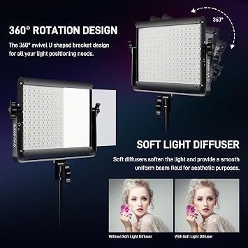 GVM RGB LED Video Light with Lighting Kits، 680RS 50W Led Panel Light with Bluetooth Control، 2 حزم التصوير الفوتوغرافي للاستوديو YouTube ، تصوير الفيديو ، الألعاب ، البث ، المؤتمر