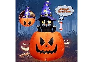 5.3 FT LED Inflatable Animated Halloween Cat in Pumpkin