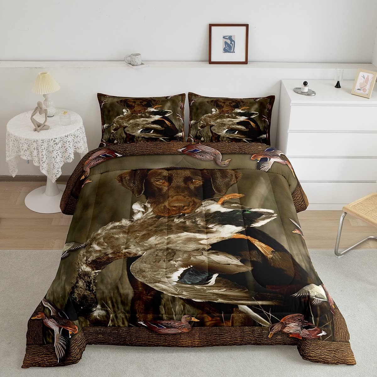 Duck Hunting Bedding Dog Hunter Comforter Set for Kids Boys