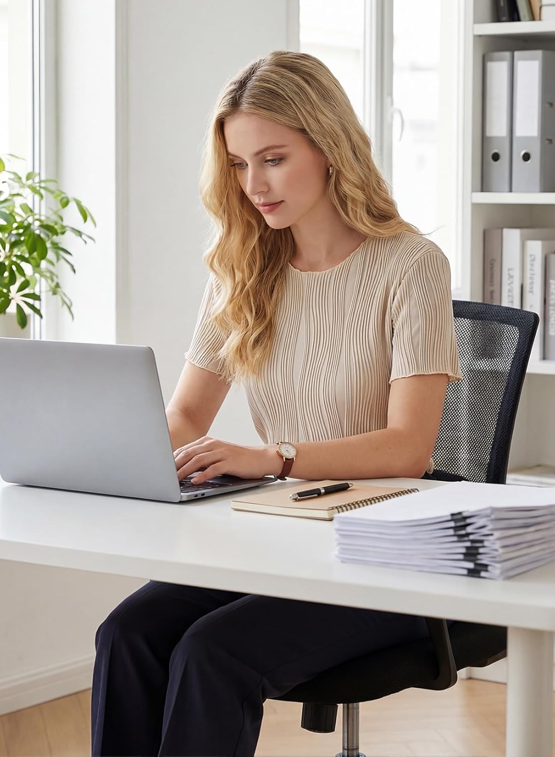 EVALESS Womens Short Sleeve Textured Tops Summer Casual Crewneck Solid Slim Fitted Basic T Shirts Tee Blouses - Image 2