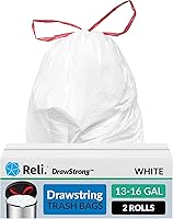 Vista 1 de Reli. Drawstring Trash Garbage Bags, Tall Kitchen, 250 Count Bulk, White, 13 Gallon - 16 Gallon Capacity