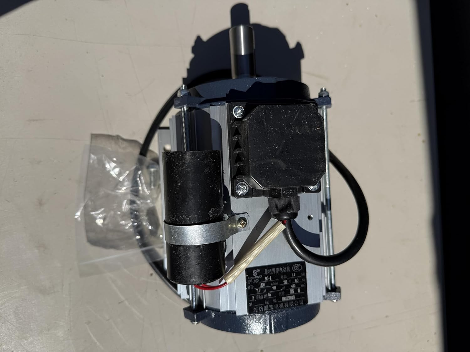 Chinese Greenhouse Exhaust Fan Replacement Motor, 1-Phase Asynchronous Motor, 240V, 1.1KW, 7.7 AMP, 60Hz, 1700 RPM, for 54 Inch Fan, No Pulley