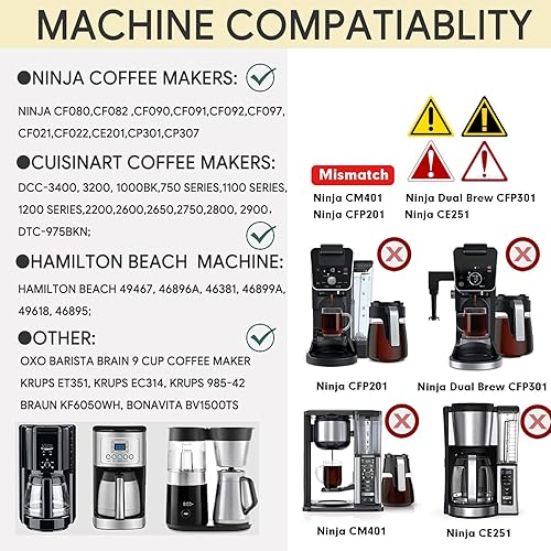 Miniatura 2 de Cesta de filtro reutilizable de café compatible con Ninja, Cuissinart, Mr. Coffee, Hamilton Beach, Black & Decker (2 unidades)
