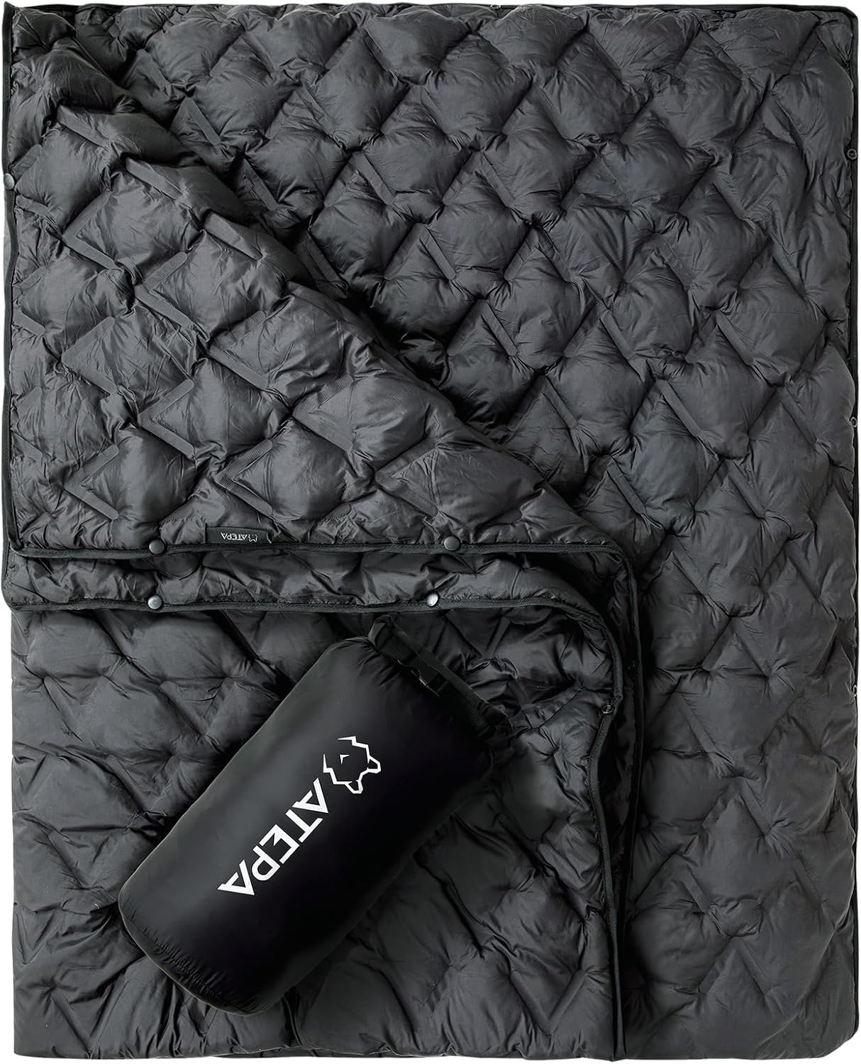 ATEPA AERO Down Camping Blanket, Packable Camping Quilt, Black