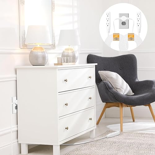 Miniatura 6 de Makevivi Regleta de extensión doble  24 pies  Cable de extensión de enchufe plano  Cable de extensión dividido de 3 clavijas con 6 tomas de