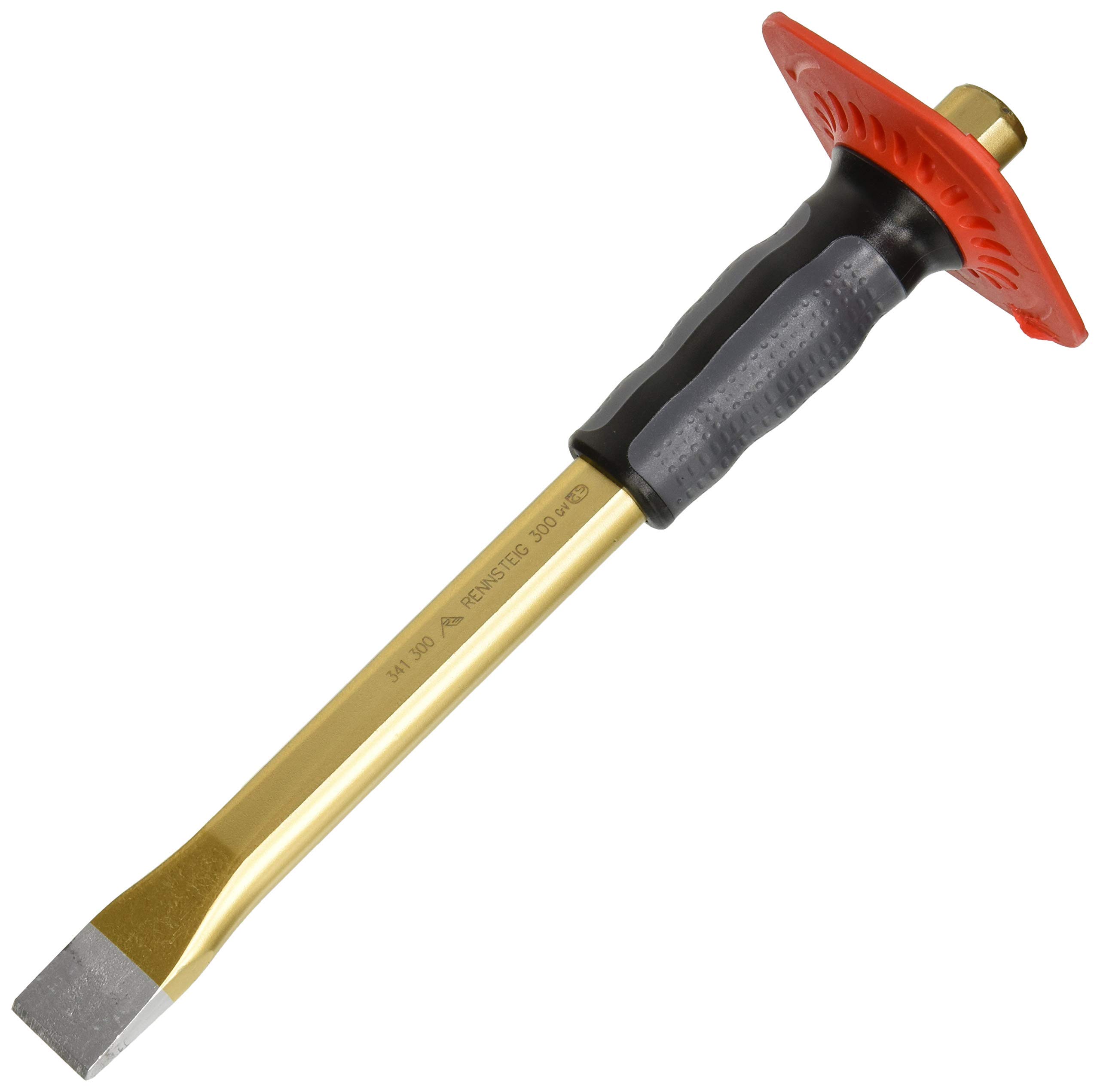 Rennsteig341 300 1 Painted Mason's Chisel with Handguard, Gold, 300 mm