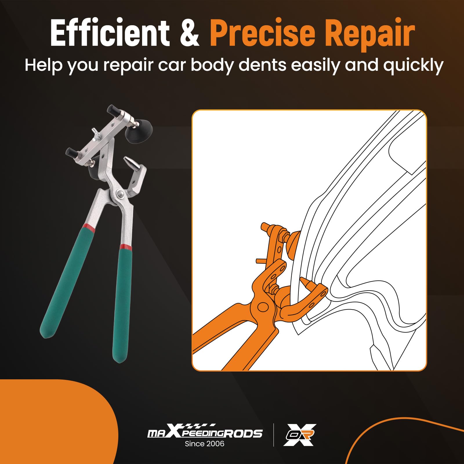 maXpeedingrods Strumento per la riparazione di ammaccature auto, parafango per portiera auto, pinza a crimpare E-dge in ferro, pinza per riparazione ammaccature, con 8 testine di ricambio per auto