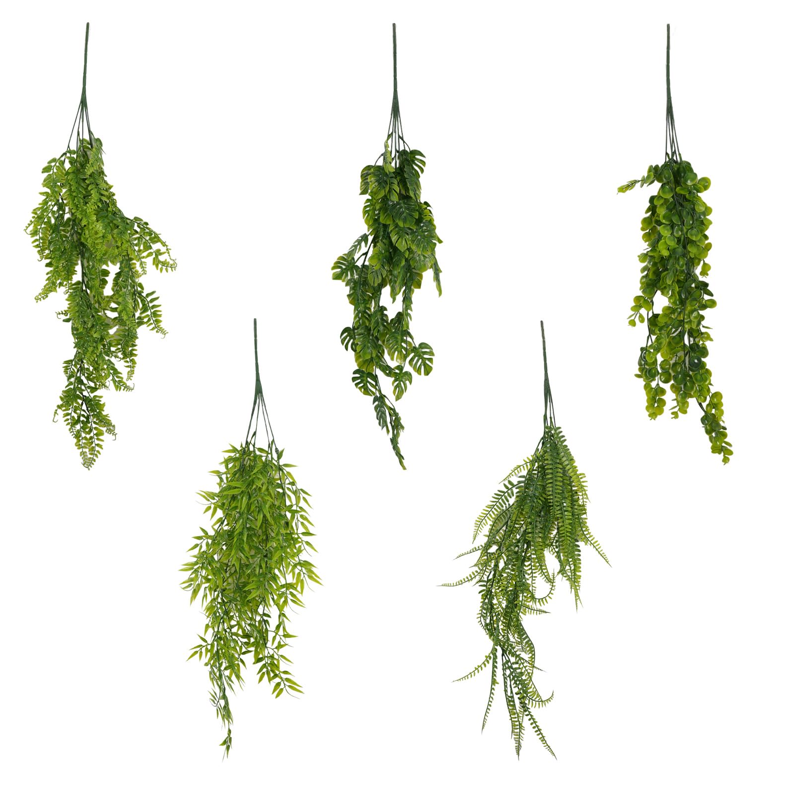 Youyijia 5PCS Artificial Hanging Vines Plants, Artificial Ivy Leaves Garland Trailing Potted Plants Plastic Decorative Artificial Plants for Indoor Outdoor Home Garden Decorations (5, MIX)